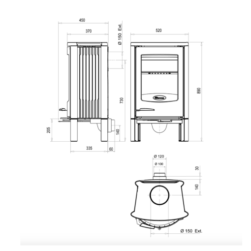Dovre-–-Astroline-2-Wood-burning-Closed-Combustion-Fireplace-with-legs-dimensions