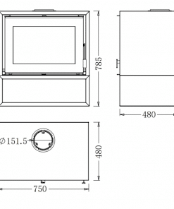 FLAMM 750 on Log Base – Closed Combustion Freestanding Fireplace (11 - 14kW) - Image 2