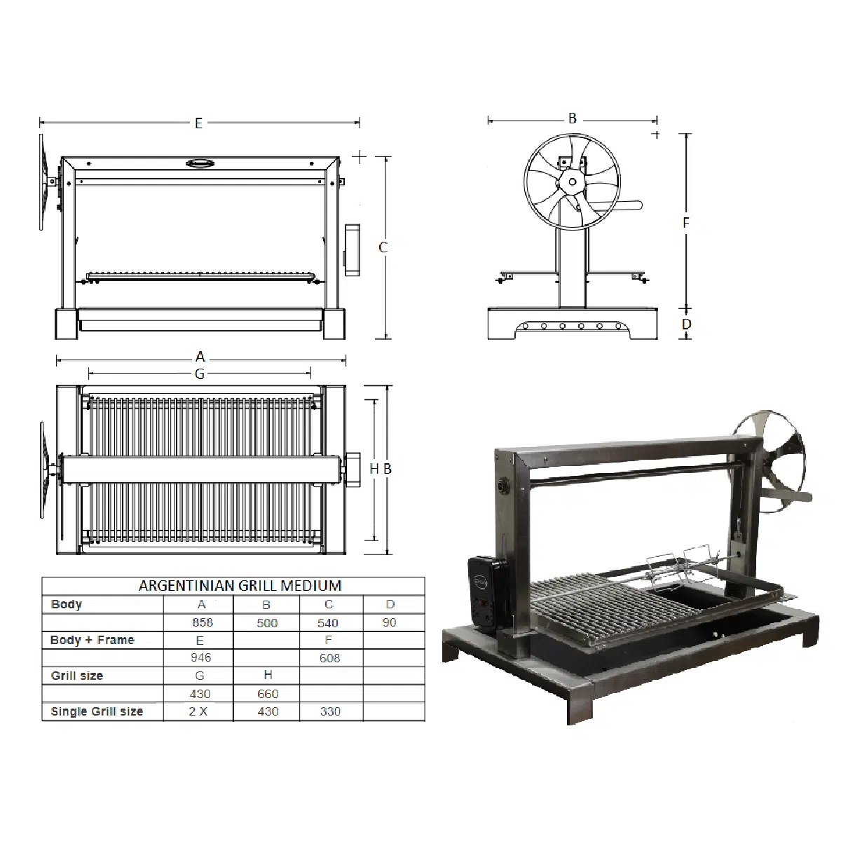 Jetmaster Medium Argentinian Grill - Rotisserie included - Image 4