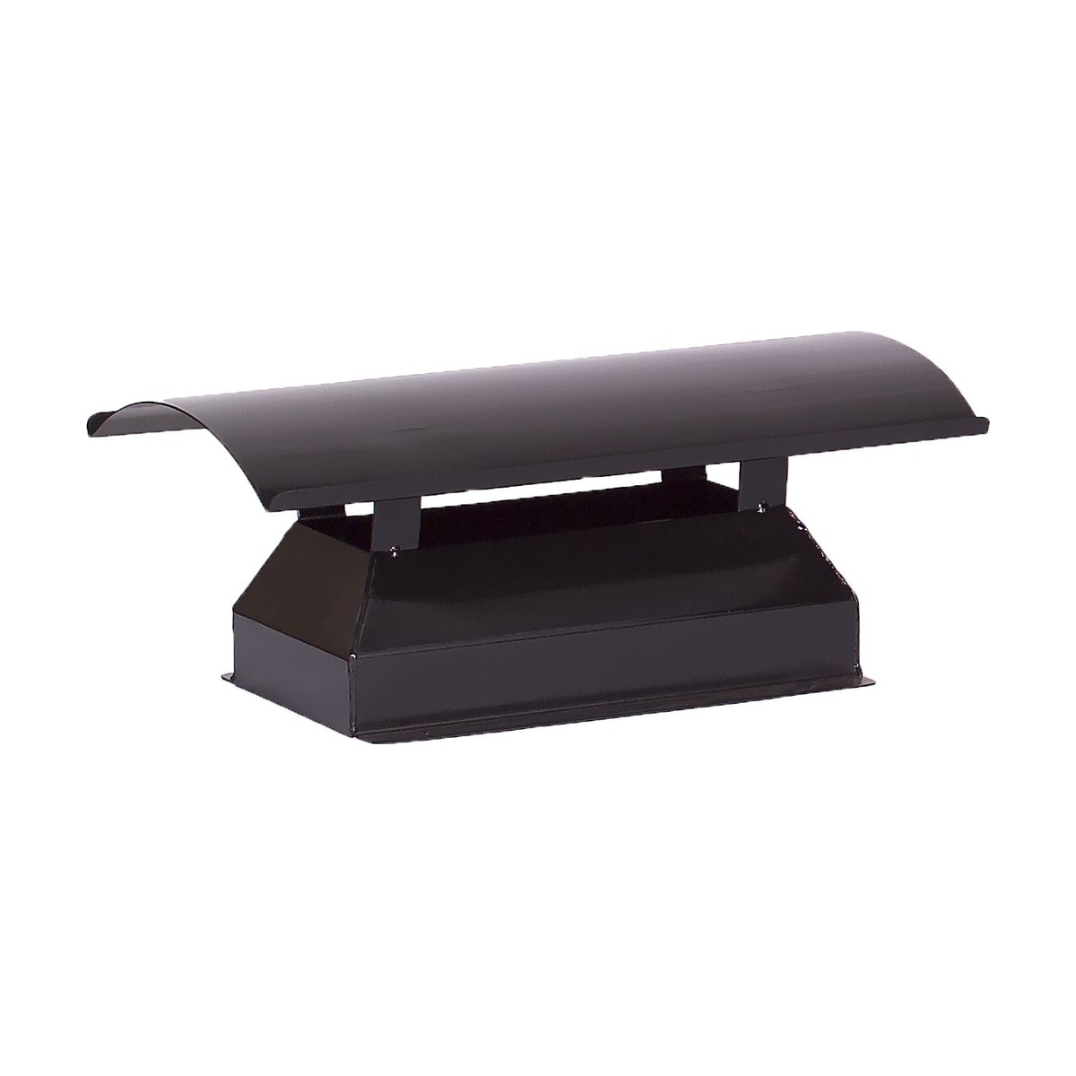 Homefires Fixed Cowl, bolt-on: a dark rectangular cowl with a curved top raised on supports over a tapered body and a flanged base