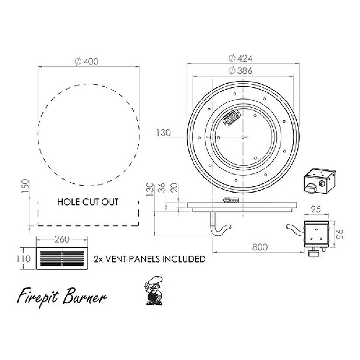 Chad-O-Chef Fire Blade Curved Firepit Burner (Gas Burning) - Image 8