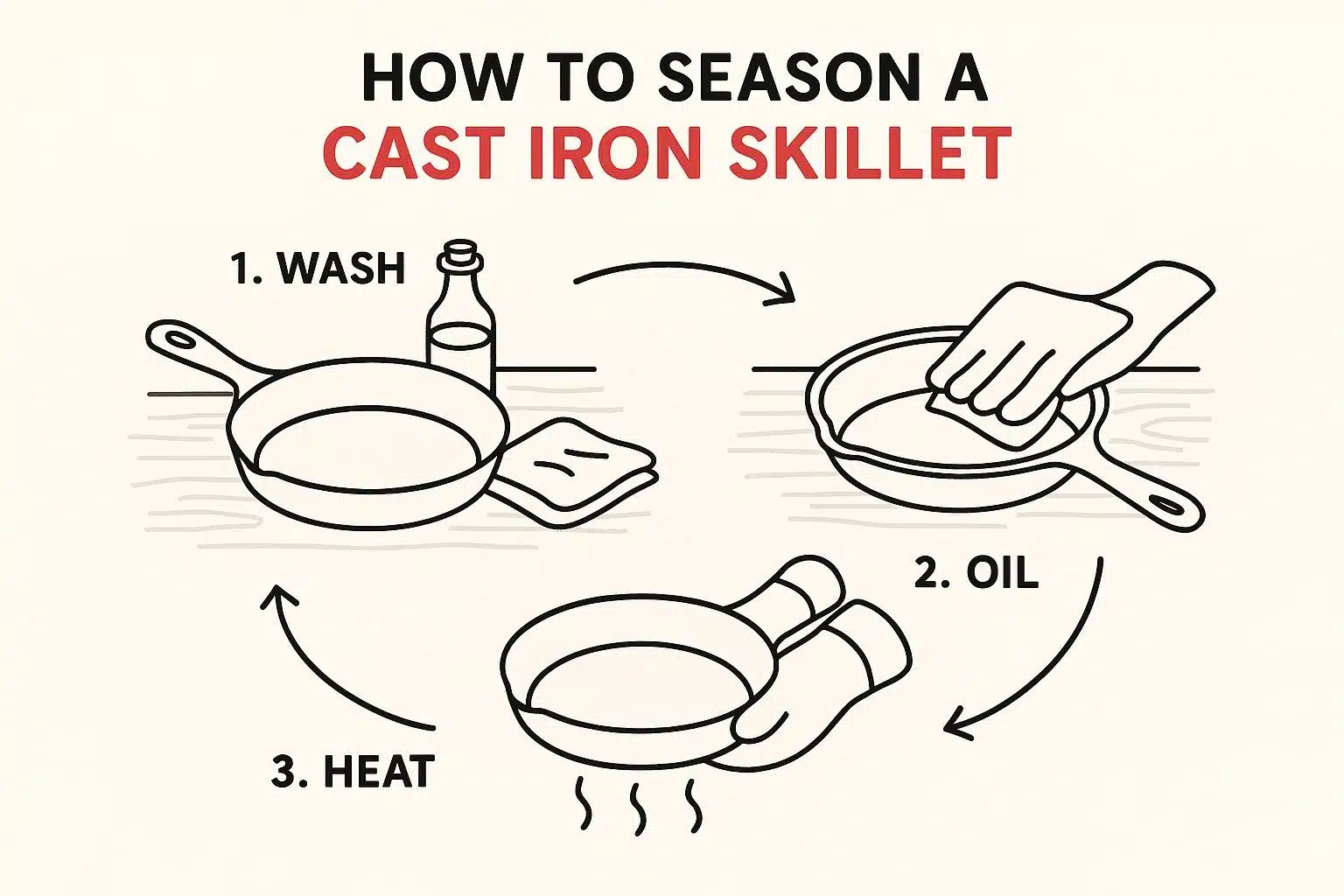Steps to season cast iron skillet
