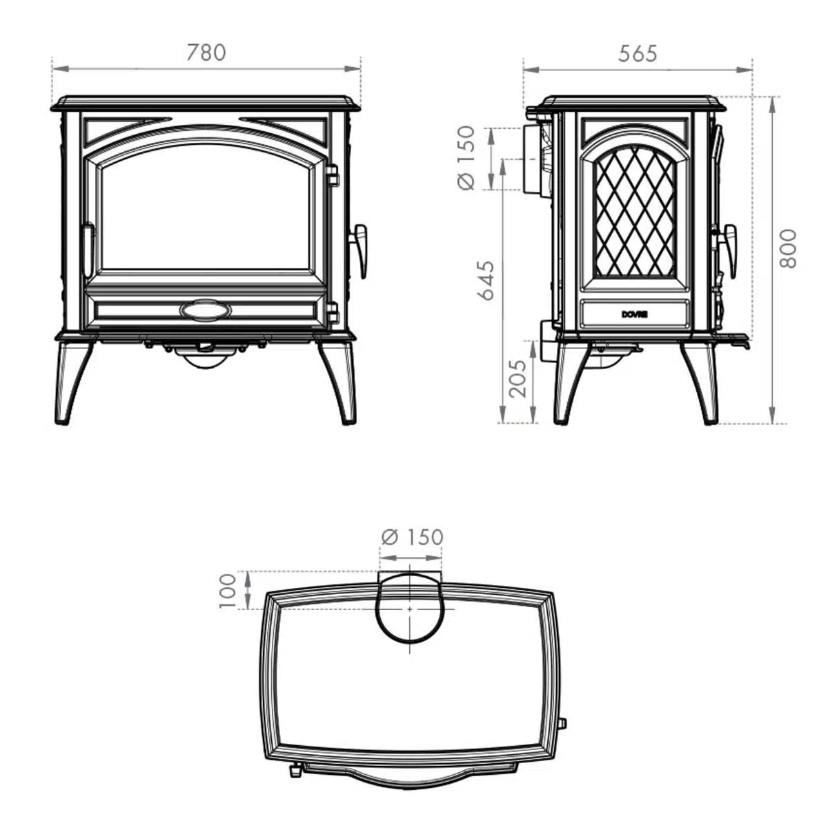 Dovre 760WD Cast Iron Closed Combustion Fireplace (With Side Door)V2 - Image 2