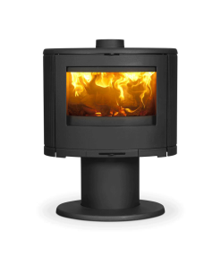 dovre-bow-on-pedestal closed combustion fireplace