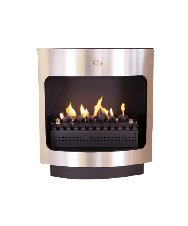 HomeFires Maluti Freestanding 760 Firebox Vent Free Stainless Steel Face Fireplace