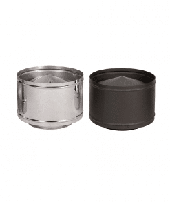 Homefires HIGH WIND FIXED COWL S/S - double wall 125(int.dia) black or silver - for insulated pipe