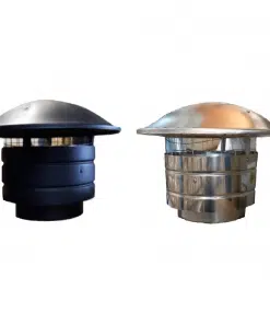 Homefires HIGH WIND FIXED COWL - single wall - black or stainless steel - 200mm