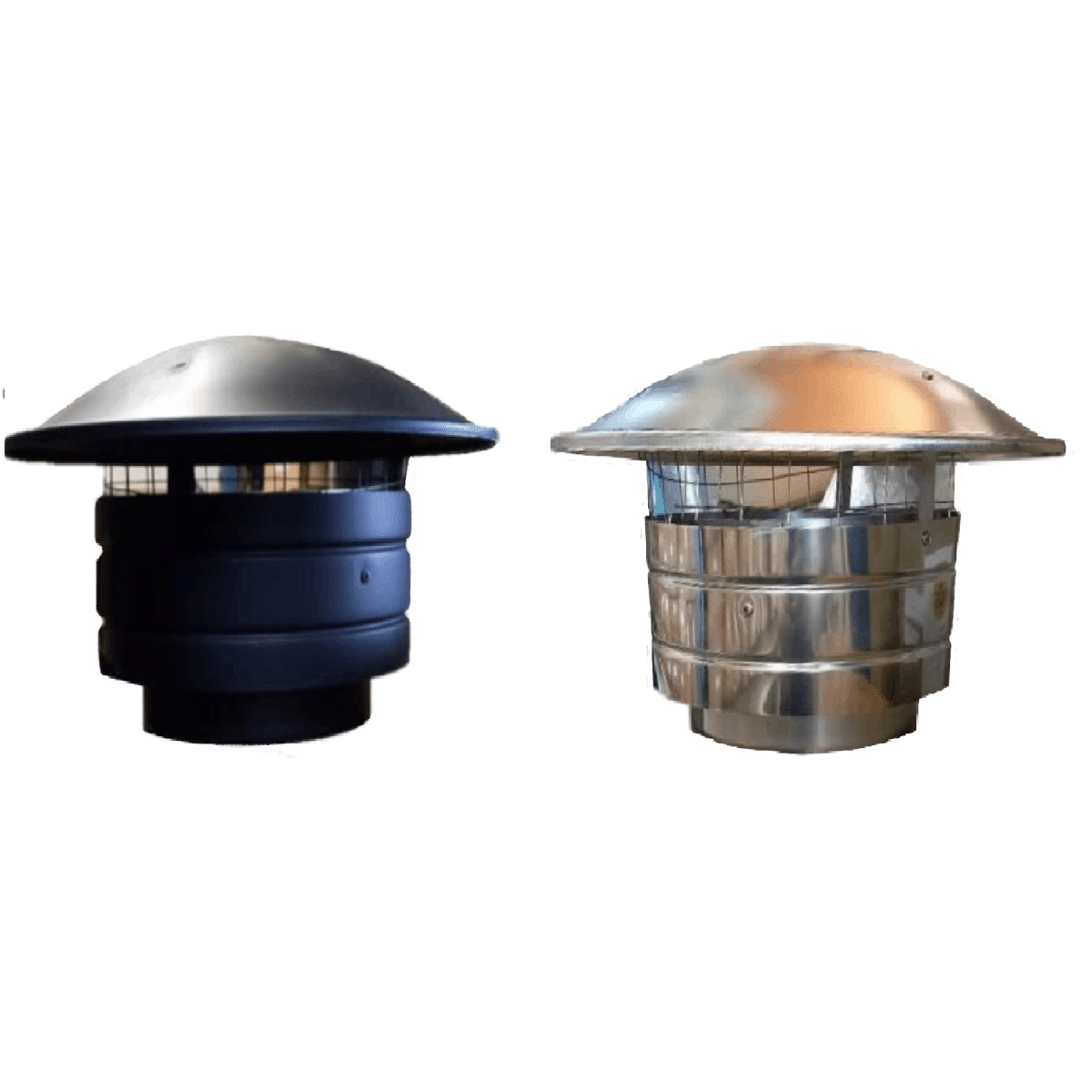 Homefires HIGH WIND FIXED COWL - single wall - black or stainless steel - 200mm