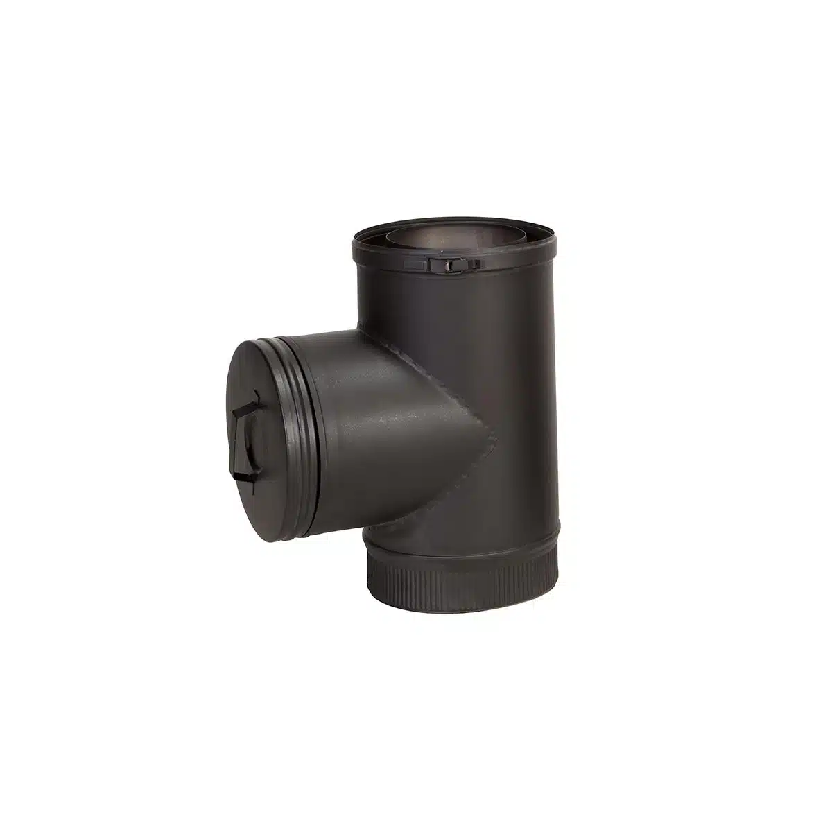 Homefires 125/185 mm T-PIECE 90 DEG BLACK INSULATED