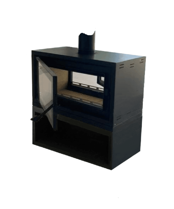 Jetmaster FIRESCAPE 1060 with Wood Box Slow Combustion Double Sided Freestanding Fireplace