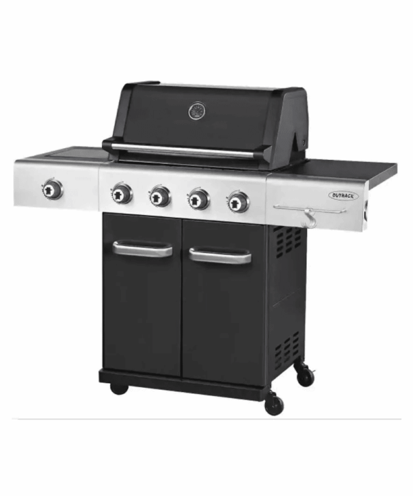Outback Jupiter Hybrid Multi-Cooking Surface Braai - 4 burners - Gas/Briquettes (Black)