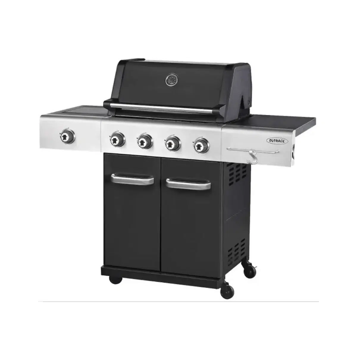 Outback Jupiter Hybrid Multi-Cooking Surface Braai - 4 burners - Gas/Briquettes (Black)