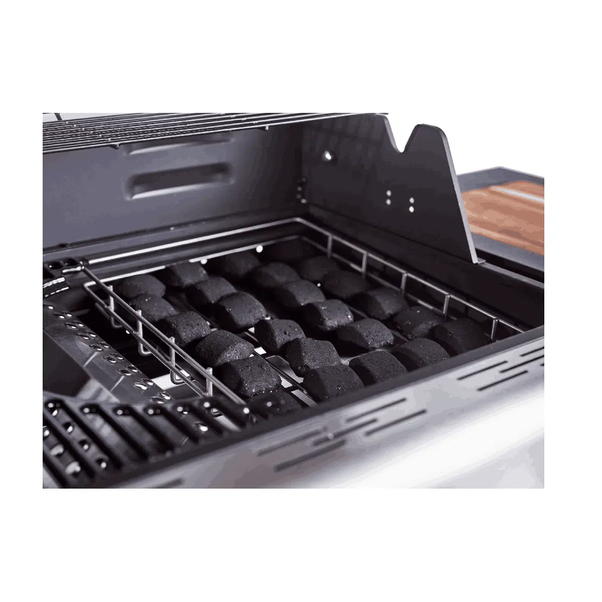 Outback Jupiter Hybrid Multi-Cooking Surface Braai - 4 burners - Gas/Briquettes (Black) - Image 2