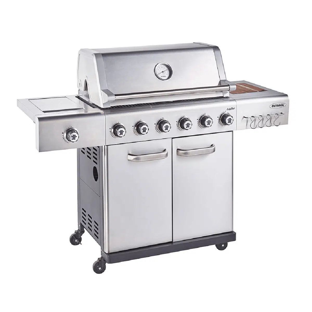 Outback JUPITER Hybrid Braai - 6 burners - Stainless Steel - Gas/Briquettes
