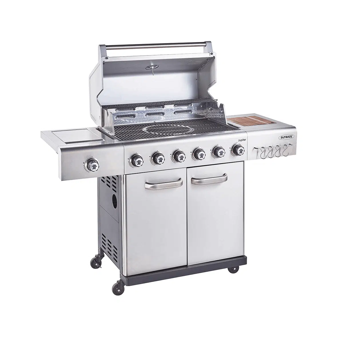 Outback JUPITER Hybrid Braai - 6 burners - Stainless Steel - Gas/Briquettes - Image 4